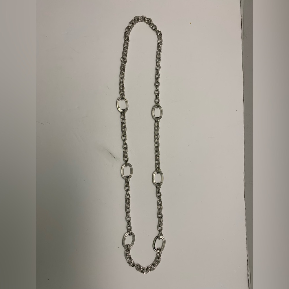 Vintage Monet Silver Tone Big Link Chain Necklace Chunky Costume Fashion Jewelry